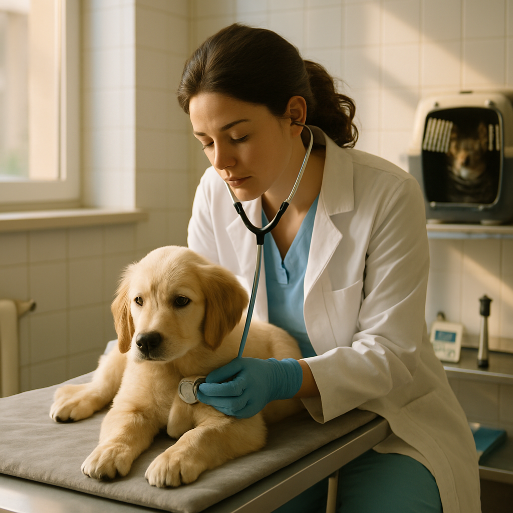 Vet examining a patient